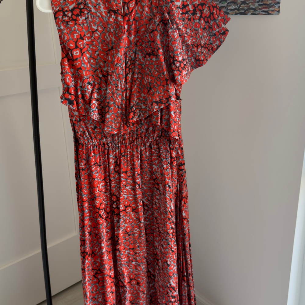 Maje Red and Black Midi Dress